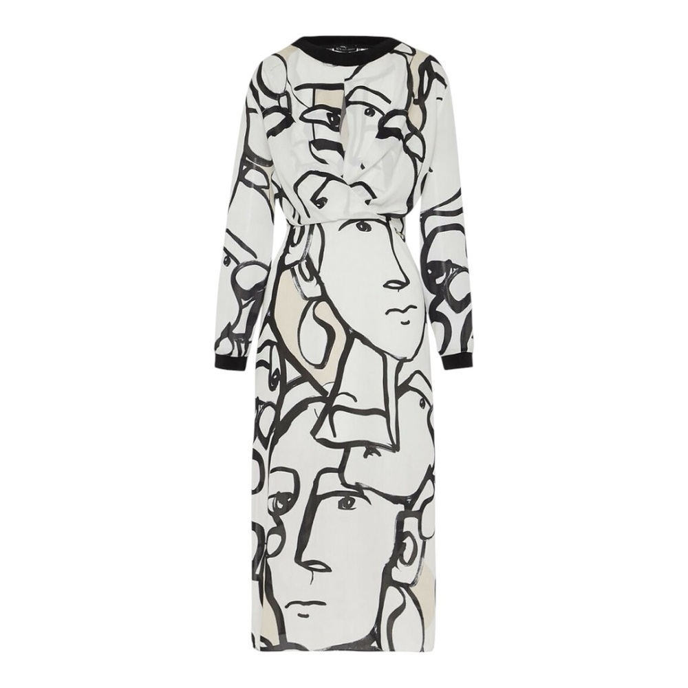 X Armani Exchange Women's Midi Patterened Dress, Black & White - Picture 1 of 5